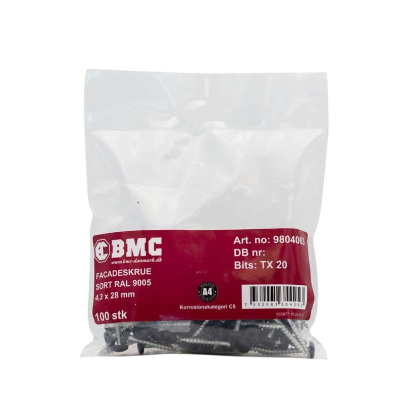 Facade screws 4,3 x 28 mm in black (100 pcs.)